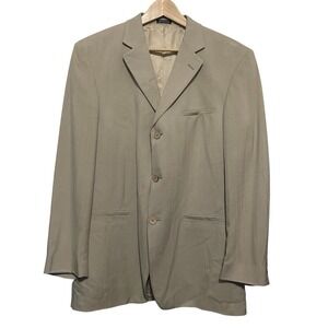 Joseph & Feiss Mens Silk Sport Coat Jacket Blazer Size 42R Tan Preppy Office